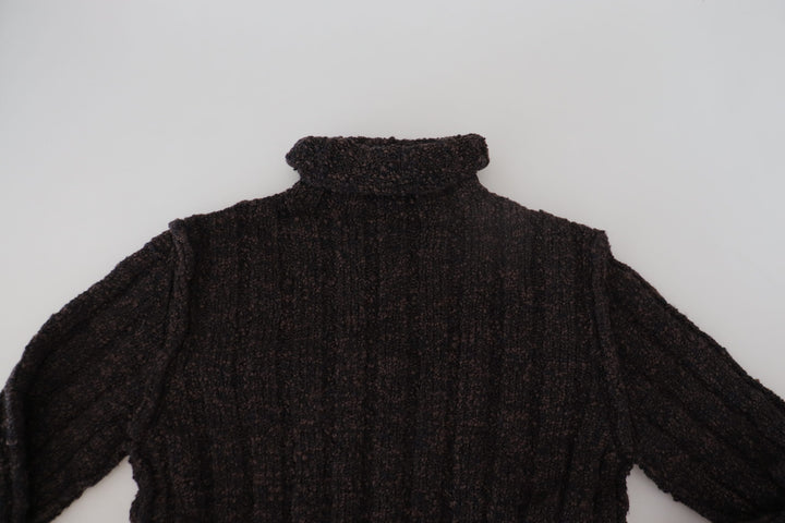 Brauner Wollstrick-Rollkragenpullover