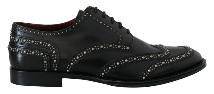 Elegant black derby shoes with studs