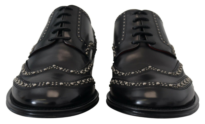 Elegant black derby shoes with studs