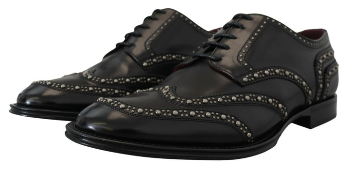 Elegant black derby shoes with studs