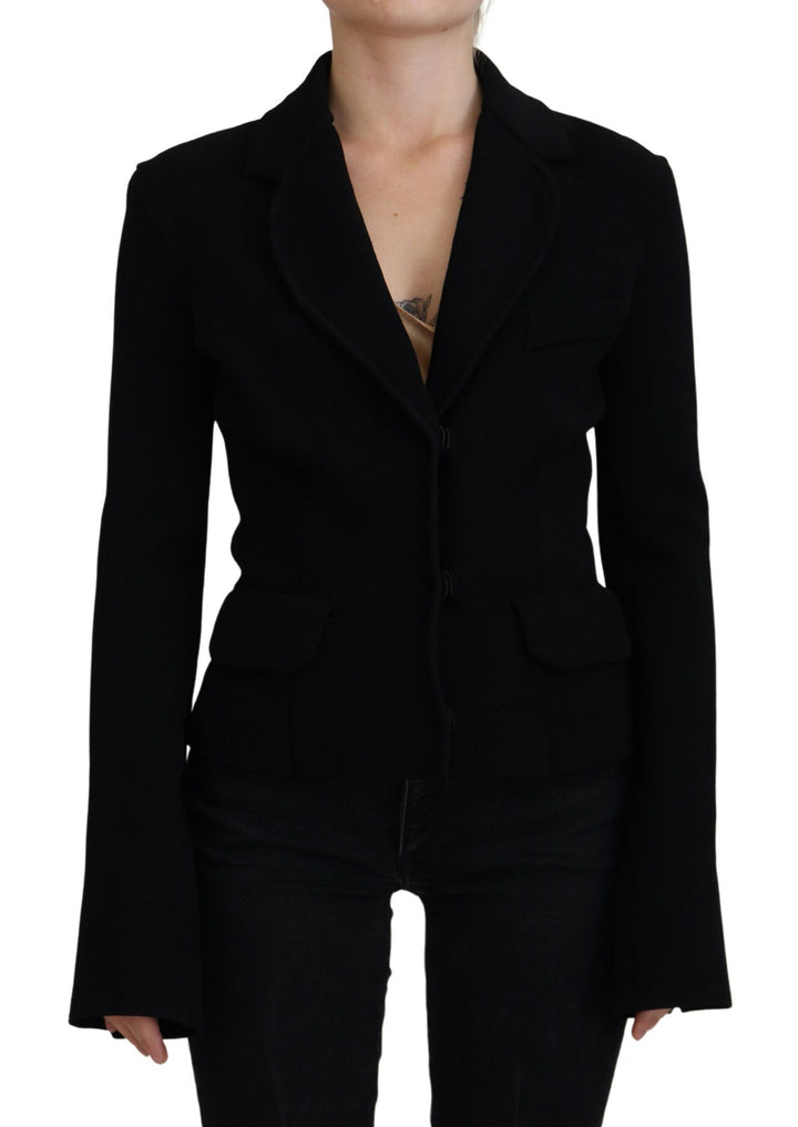 Schwarze Strickjacke mit Knöpfen Blazer Viskose Jacke