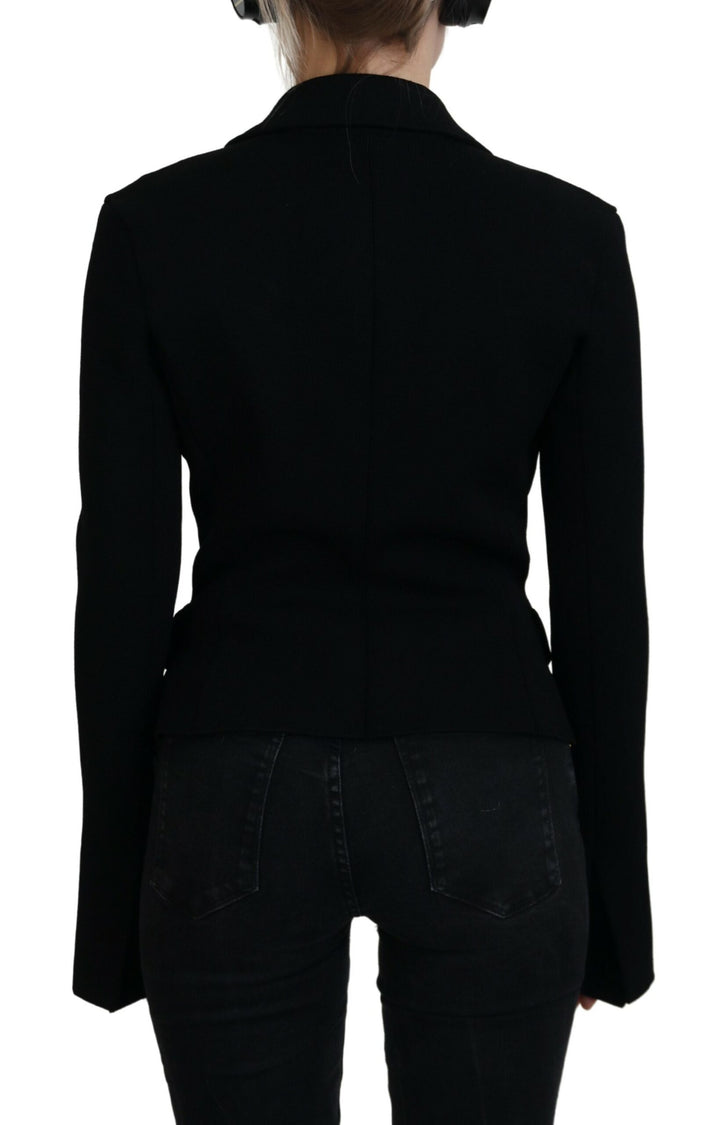 Schwarze Strickjacke mit Knöpfen Blazer Viskose Jacke