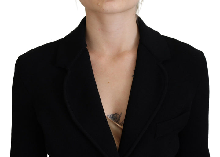 Schwarze Strickjacke mit Knöpfen Blazer Viskose Jacke
