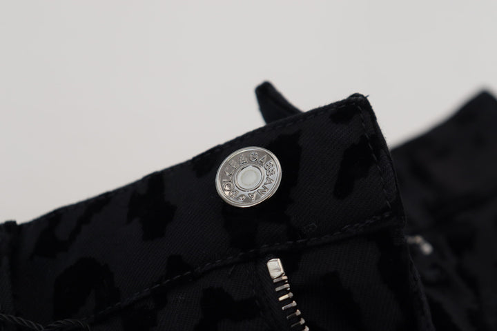 Schwarze Denim Baumwolle Stretch Hot Pants Shorts