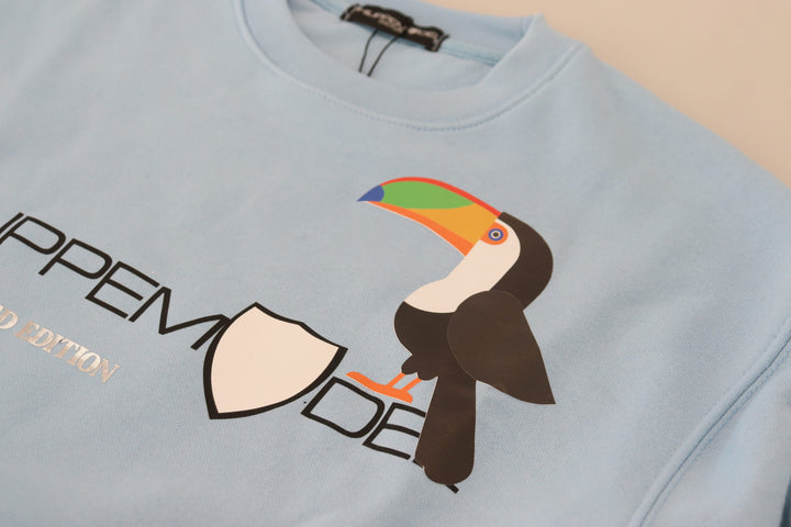 Hellblauer Pullover mit Logodruck und langen Ärmeln