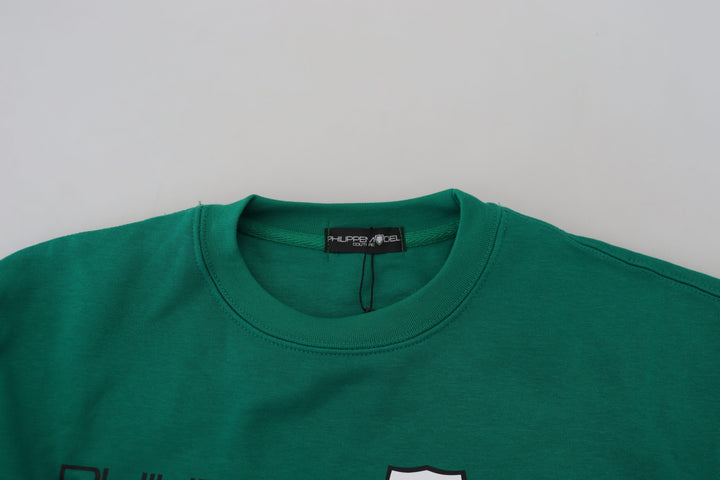 Grün bedruckter Langarmpullover Pullover