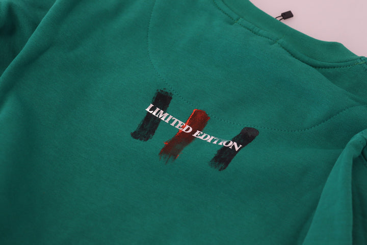 Grün bedruckter Langarmpullover Pullover