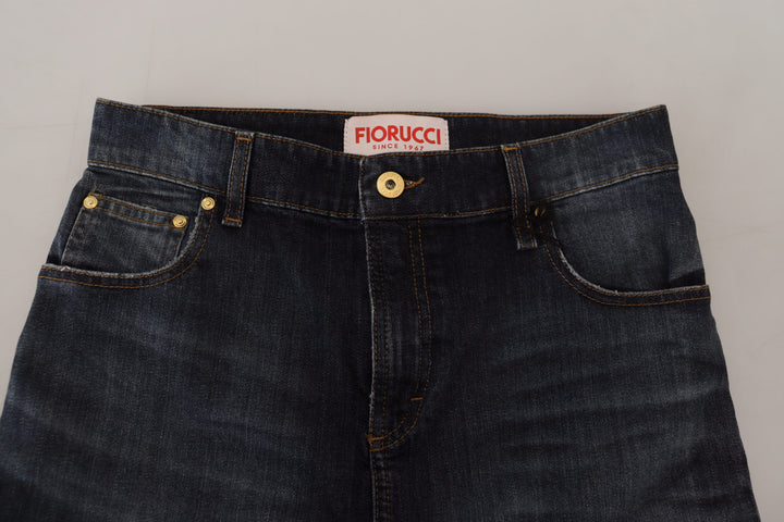Dunkelblau gewaschener Denimrock mit mittlerer Taille und Bleistiftschnitt
