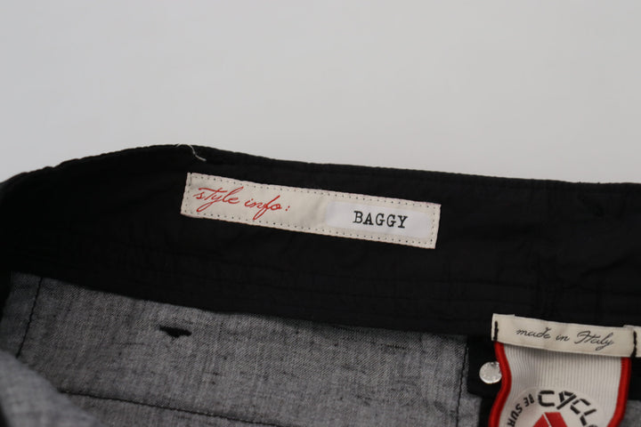 Schwarze Baumwolle Baggy Hohe Taille Frauen Hosen