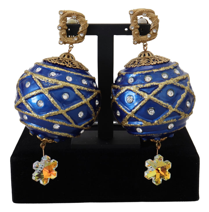 Elegant dangling crystal Christmas ball earrings