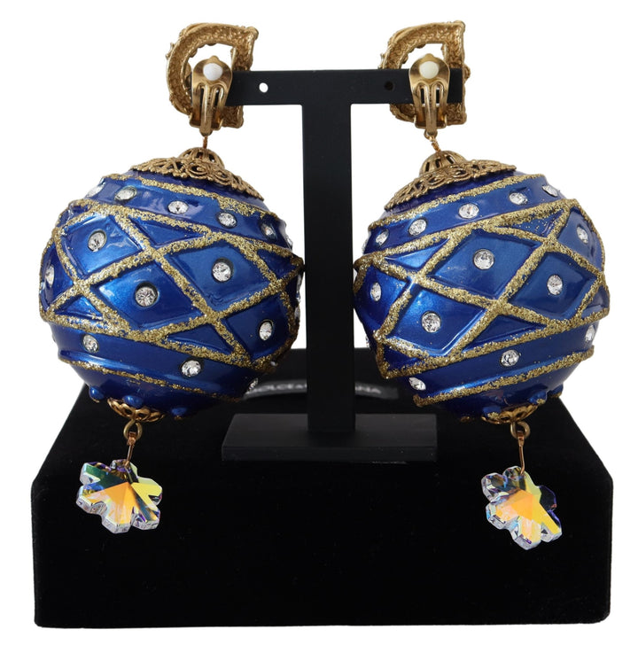 Elegant dangling crystal Christmas ball earrings