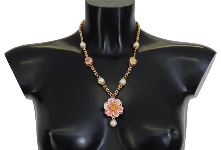 Elegant floral statement charm necklace