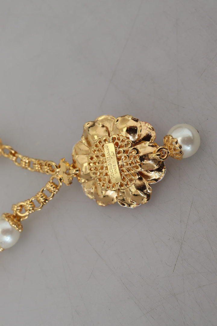 Elegant floral statement charm necklace