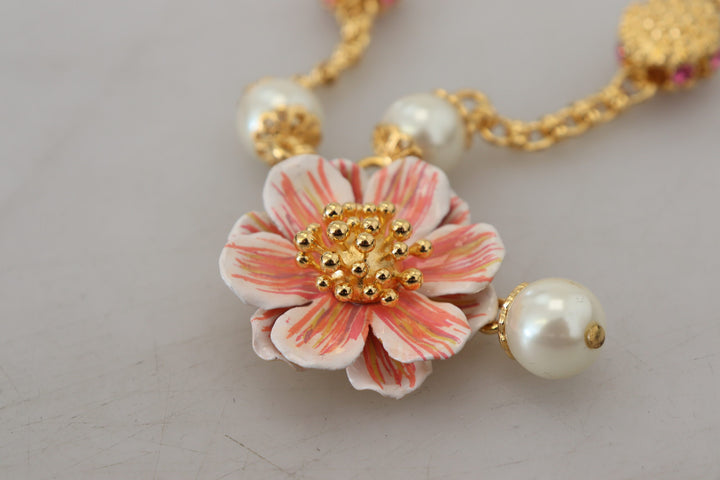 Elegant floral statement charm necklace