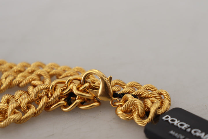 Elegant gold-colored necklace with flowers and fruits