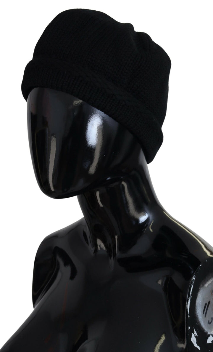 Schwarze Schurwolle Frauen Winter Beanie Mütze Hut