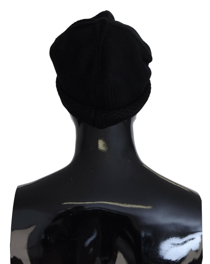 Schwarze Schurwolle Frauen Winter Beanie Mütze Hut