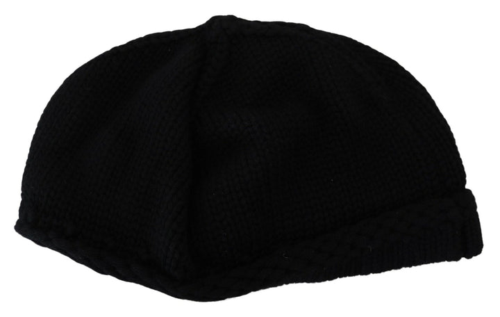 Schwarze Schurwolle Frauen Winter Beanie Mütze Hut