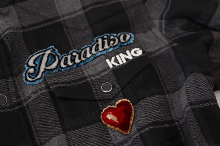 Schwarz Gray Check Herren Langarmhemd