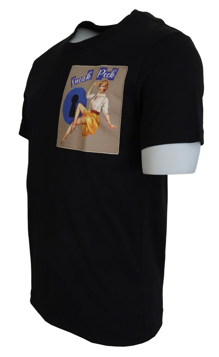 Chic black cotton T-shirt for the modern man