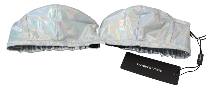 Silberner Holografie-Effekt Bustier-Büstenhalter Top