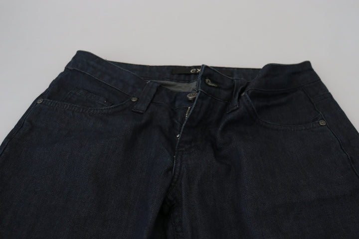 Dunkelblaue Straight Fit Denim-Jeans mit niedriger Taille für Frauen