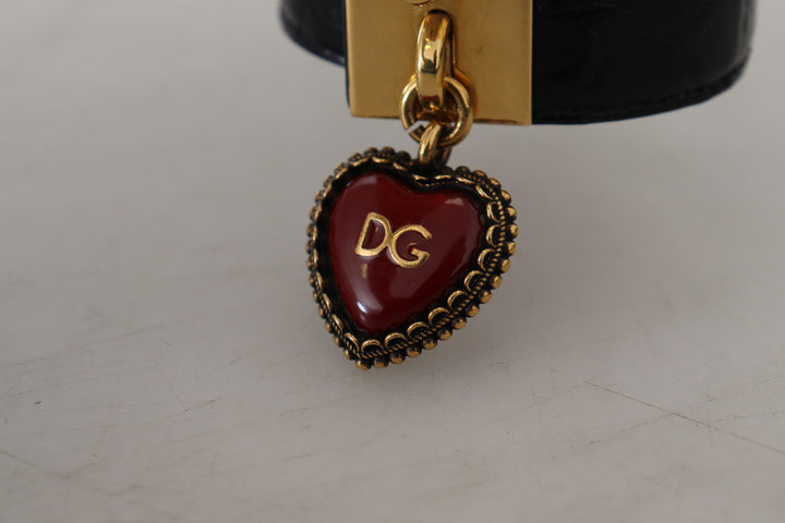 Elegant black leather bracelet with gold details