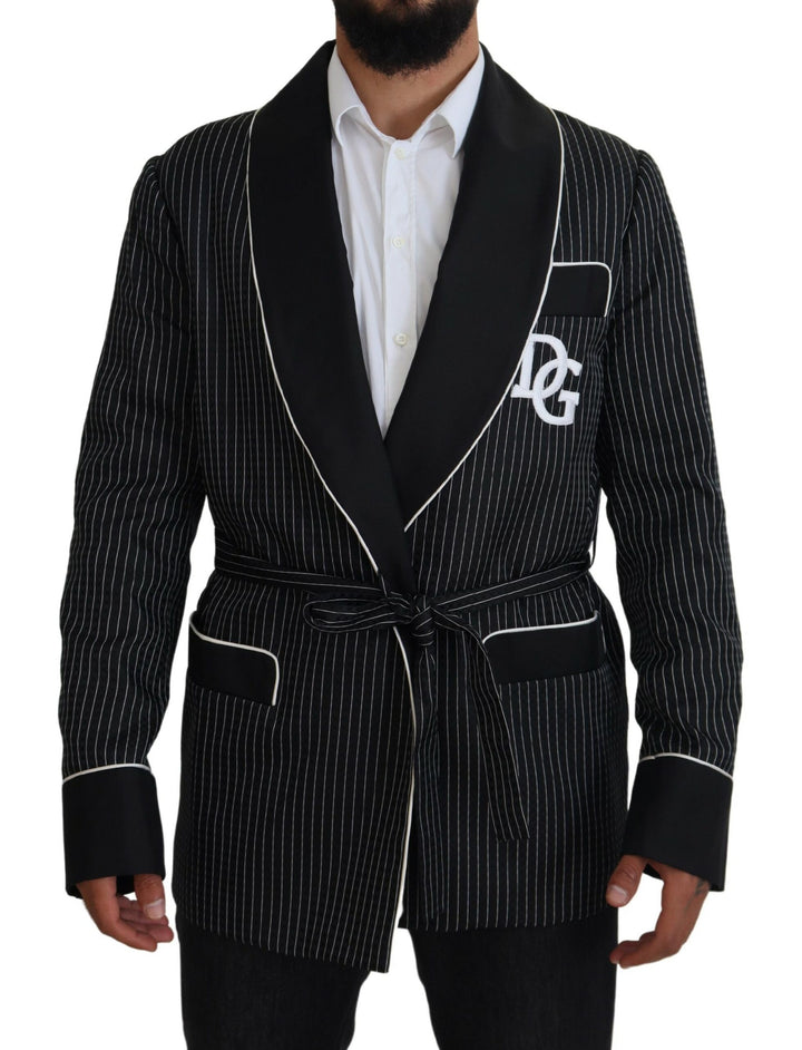 Schwarze Robe Gestreifte DG Patch Jacke Männer Blazer