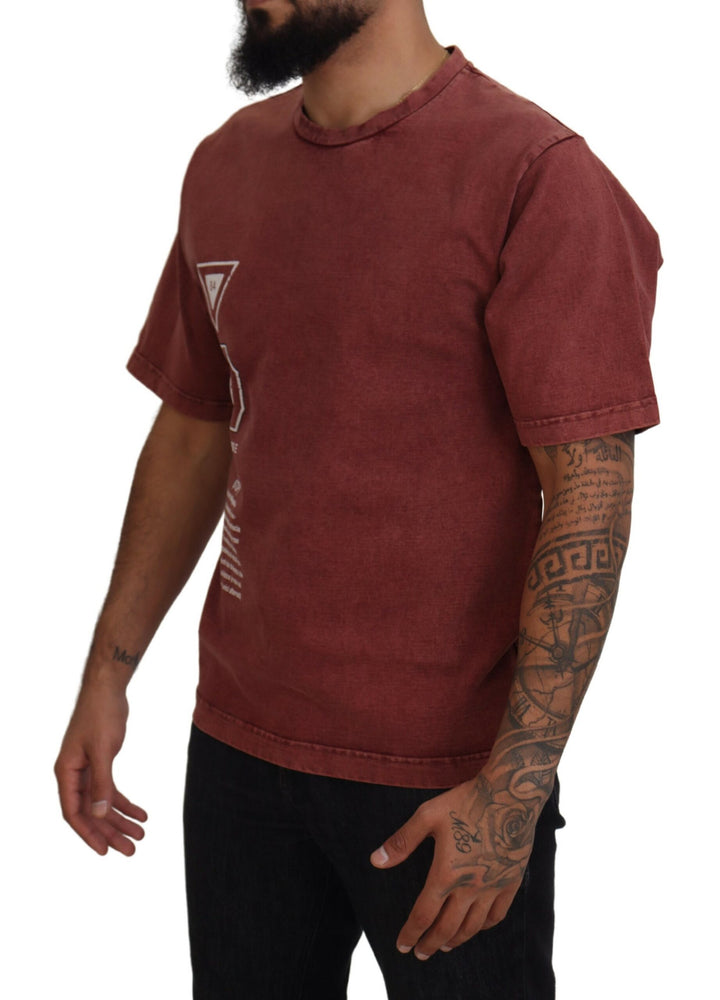 Elegant maroon printed cotton T-shirt