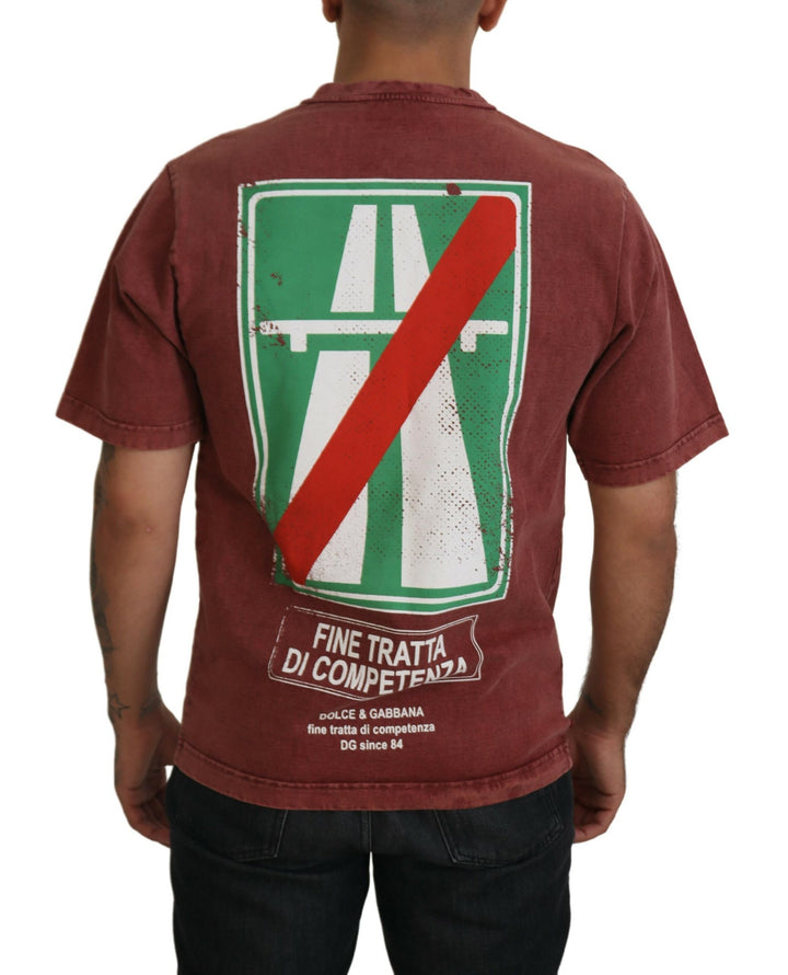 Elegant maroon printed cotton T-shirt
