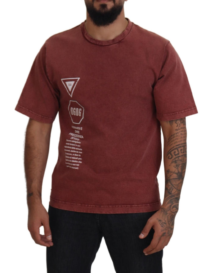 Elegant maroon printed cotton T-shirt