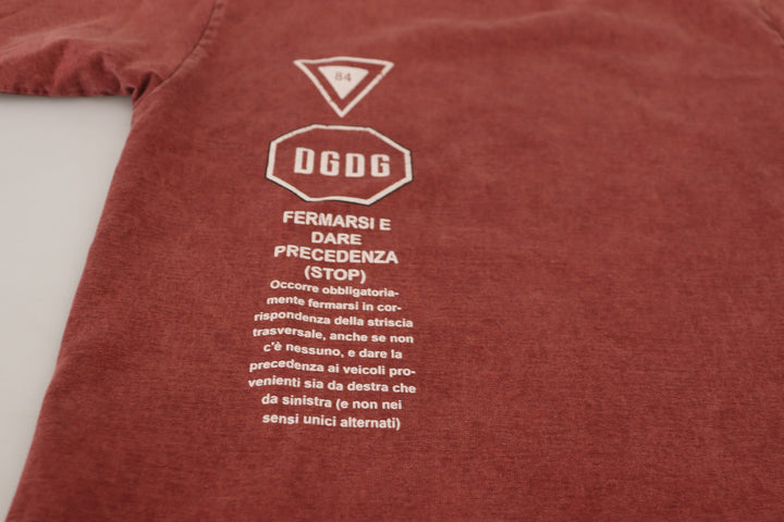 Elegant maroon printed cotton T-shirt