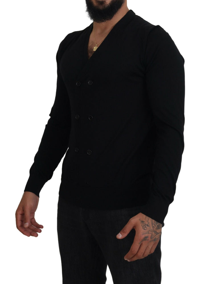 Elegant black cashmere cardigan sweater