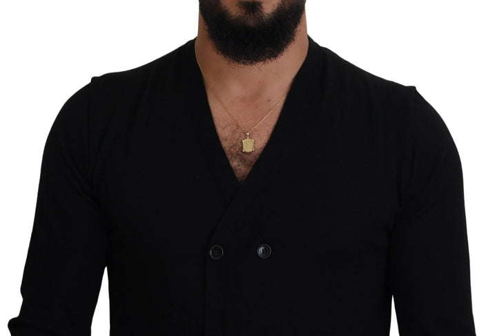 Elegant black cashmere cardigan sweater