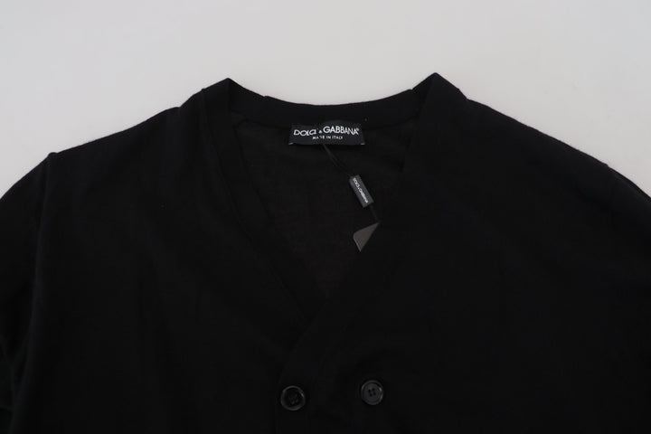 Elegant black cashmere cardigan sweater