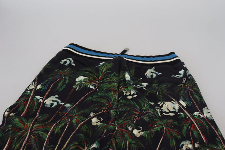 Schwarze Baumwoll-Shorts mit Vulkandruck