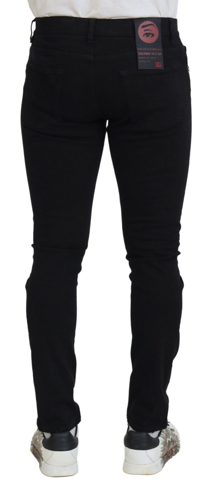 Schwarze Slim Fit Tattered Denim Baumwolljeans