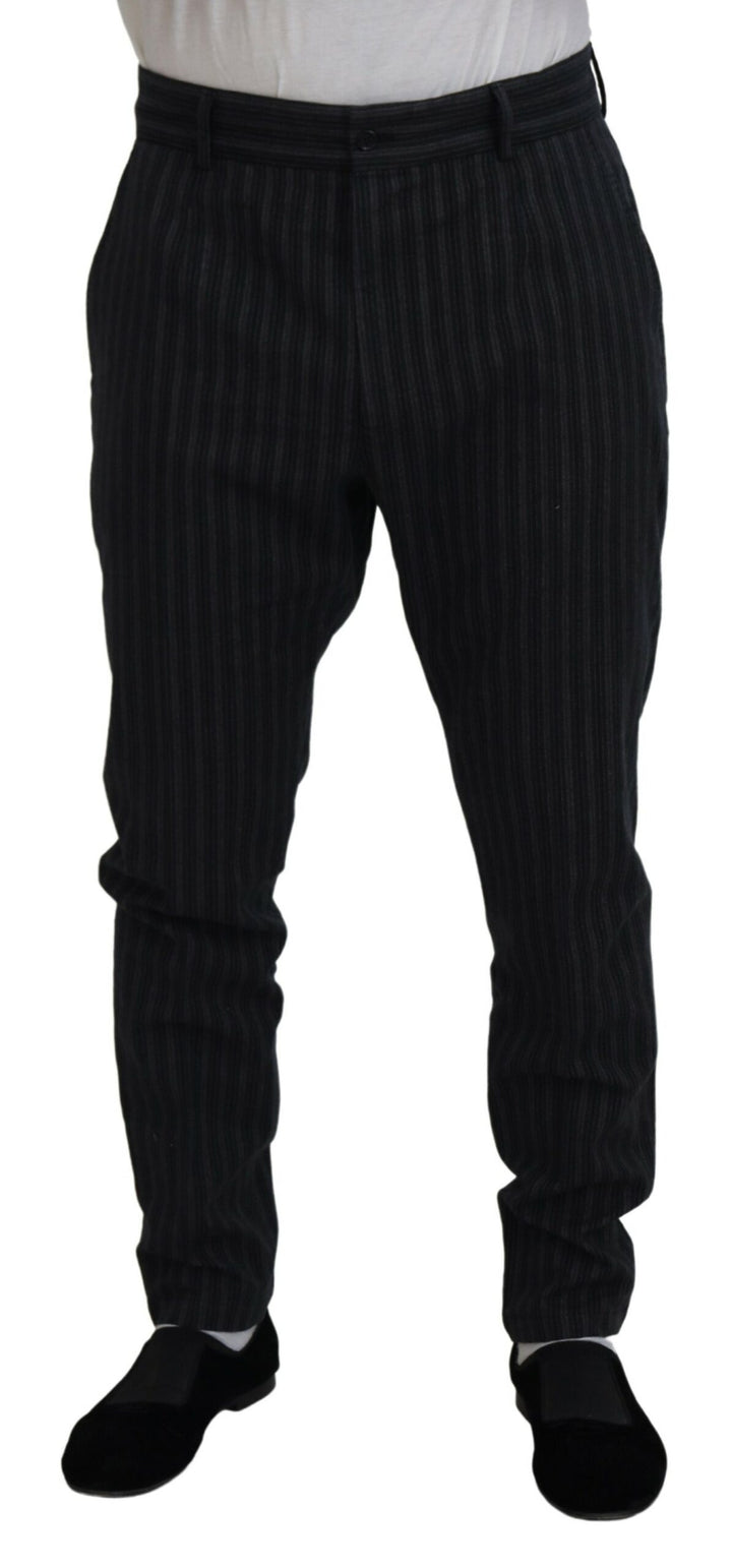 Dunkelgraue gestreifte Chino-Kleid-Hose