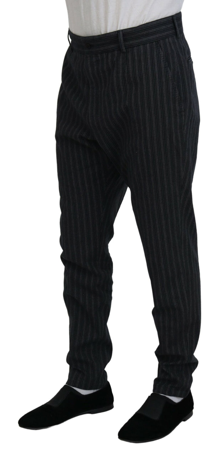Dunkelgraue gestreifte Chino-Kleid-Hose