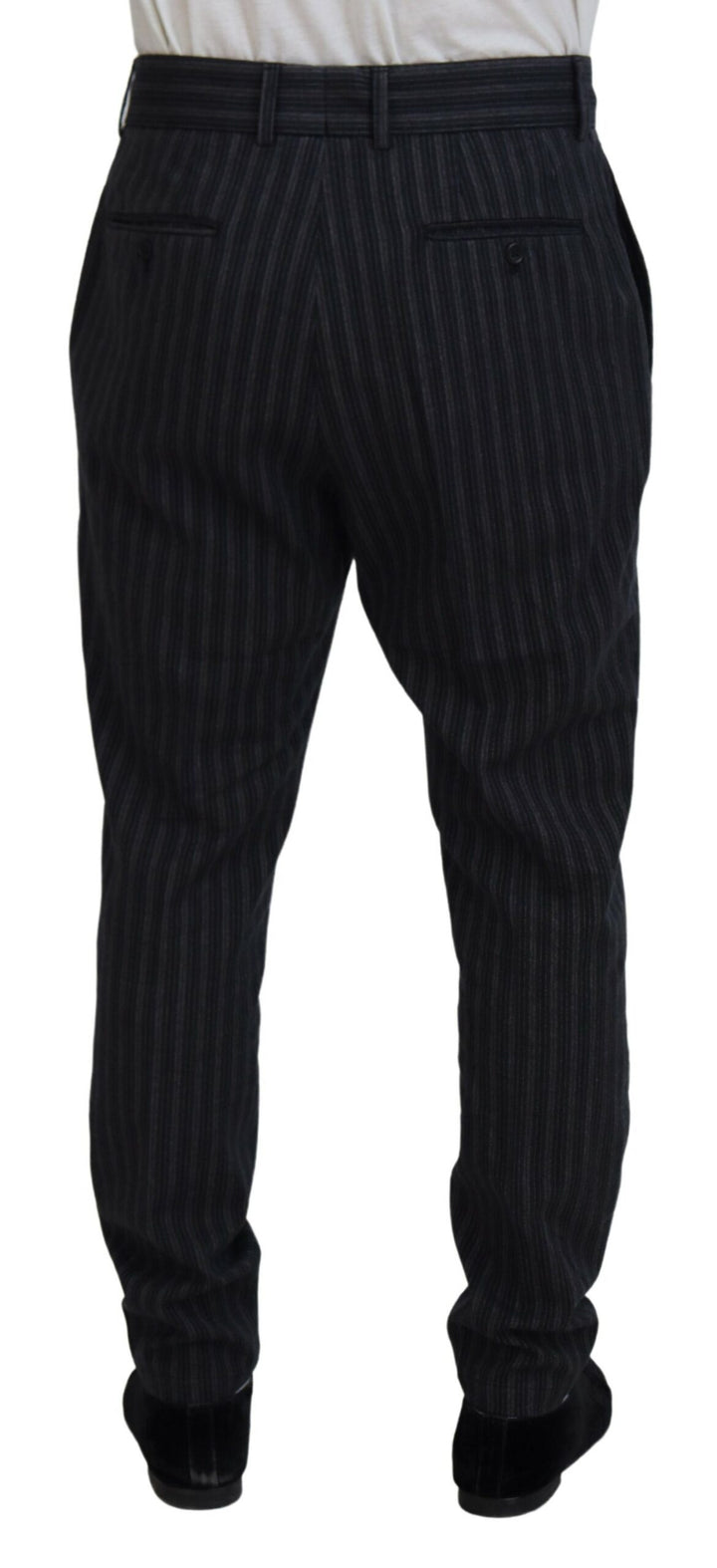 Dunkelgraue gestreifte Chino-Kleid-Hose