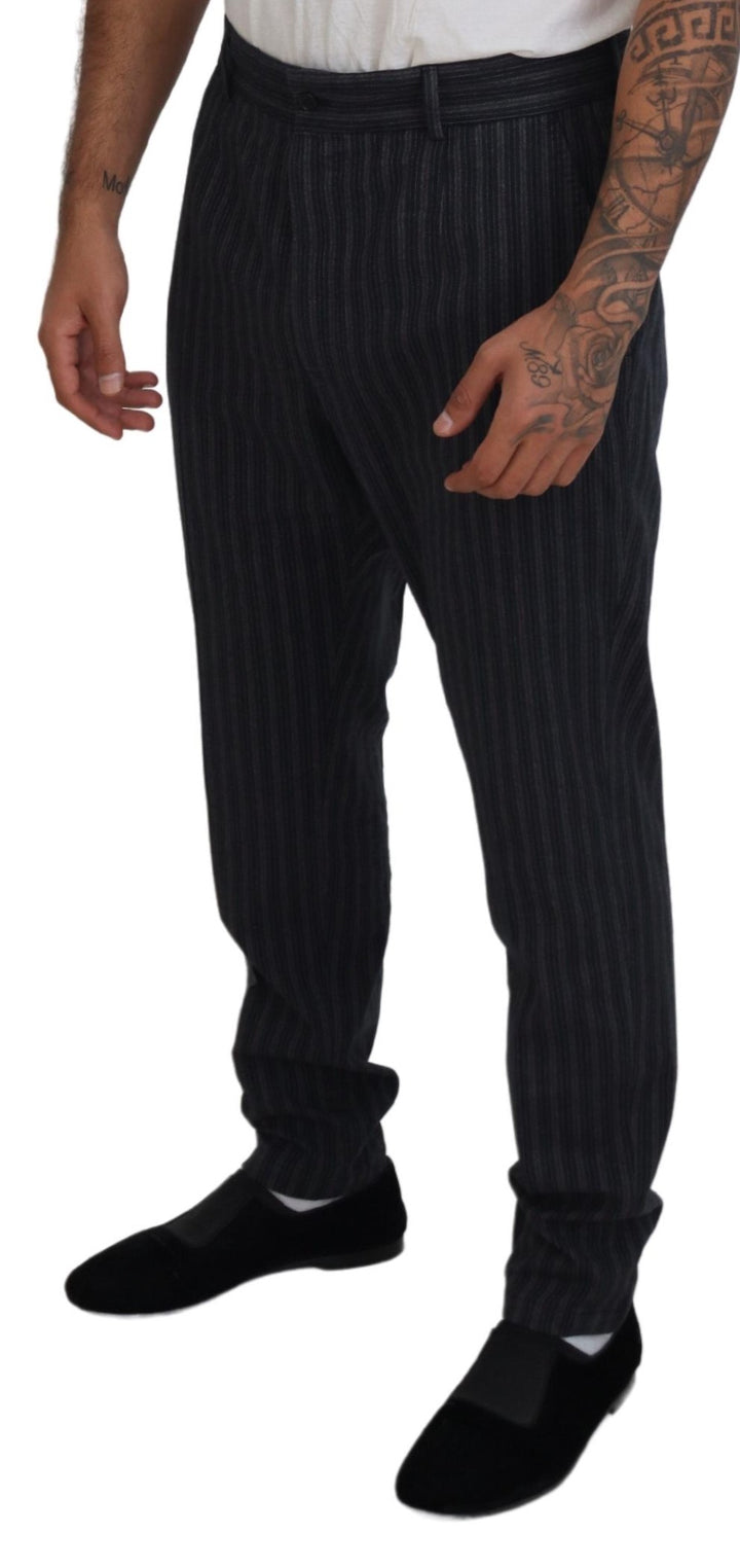 Dunkelgraue gestreifte Chino-Kleid-Hose