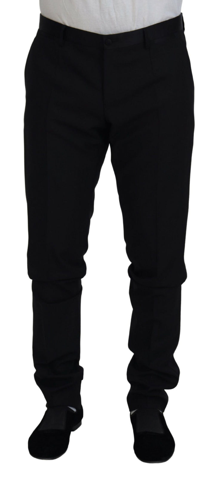 Elegant black suit trousers made of virgin wool blend
