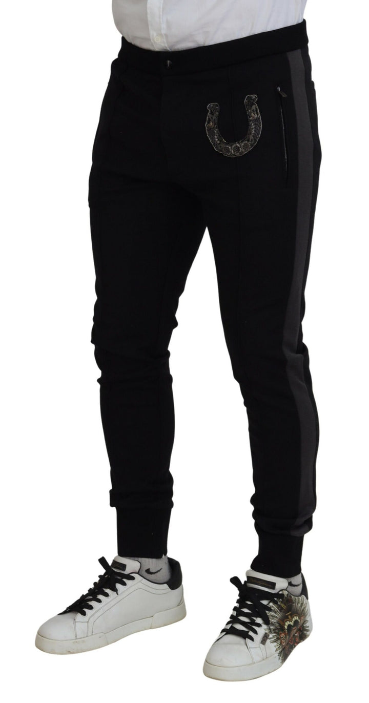 Elegant black jogger pants made from a luxurious wool blend