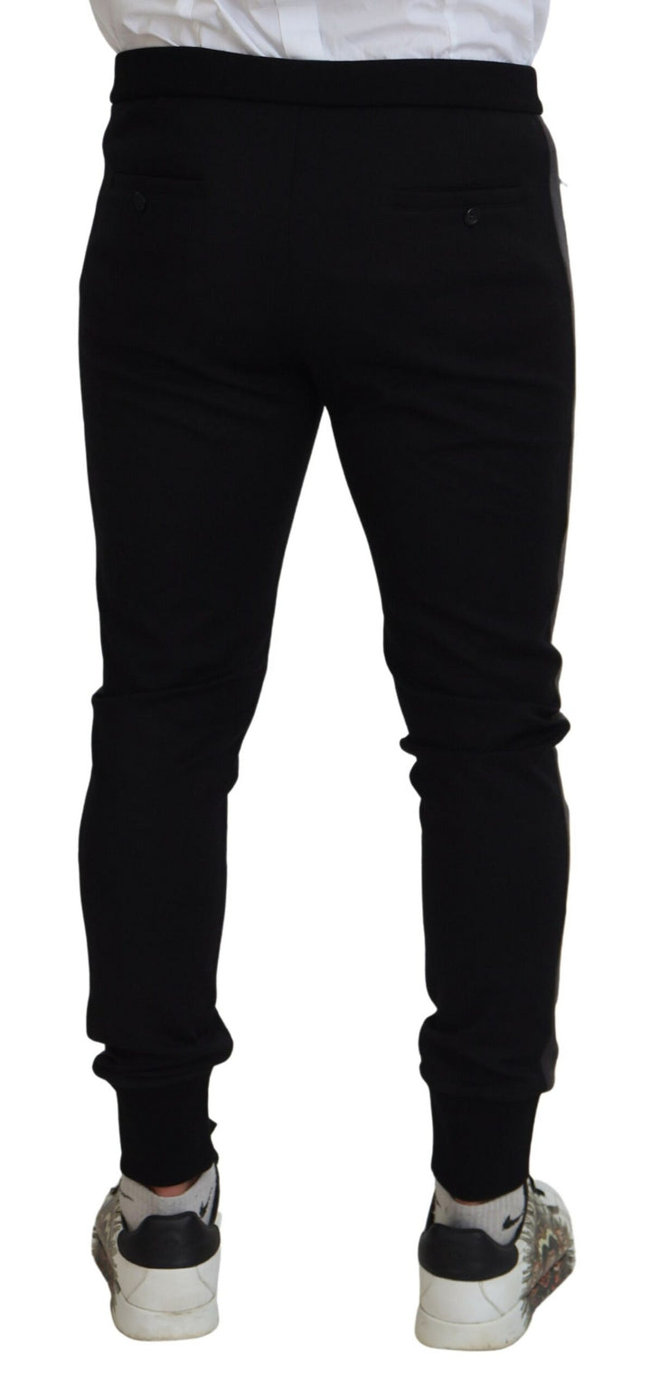 Elegant black jogger pants made from a luxurious wool blend
