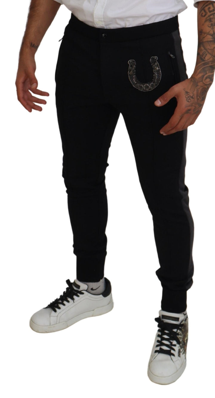 Elegant black jogger pants made from a luxurious wool blend