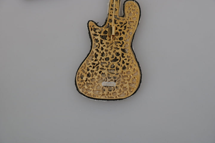 Gold Sequin Guitar Pin Brooch