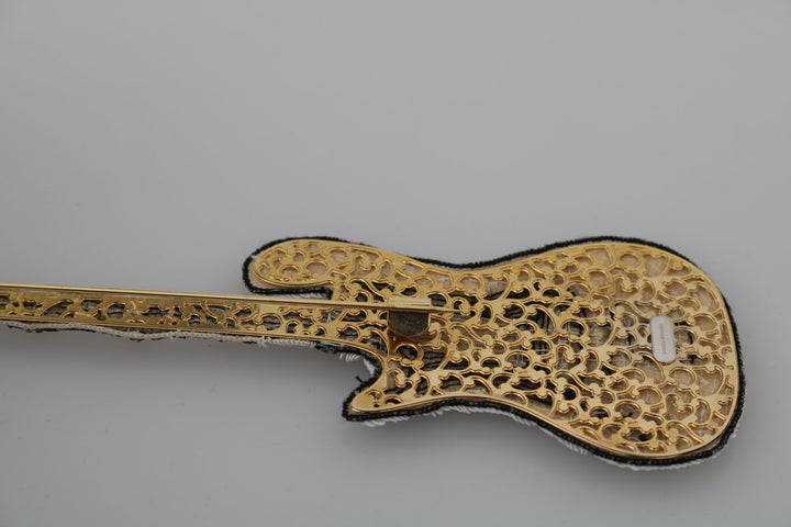 Gold Sequin Guitar Pin Brooch