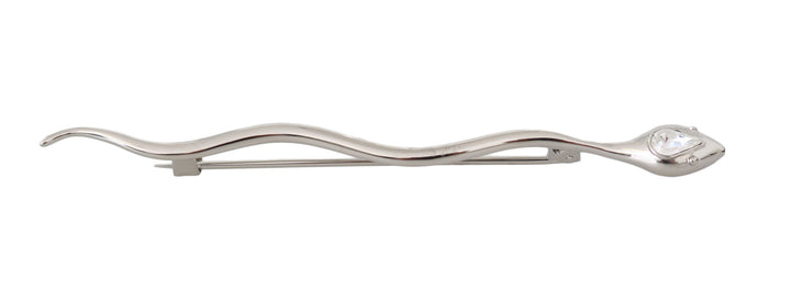 Elegant crystal-embellished brooch made of silver