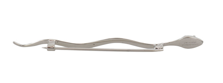 Elegant crystal-embellished brooch made of silver