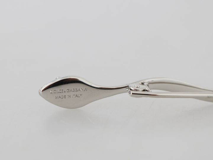 Elegant crystal-embellished brooch made of silver